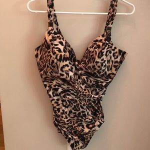 Cheetah print one piece Miraclesuit bathing suit